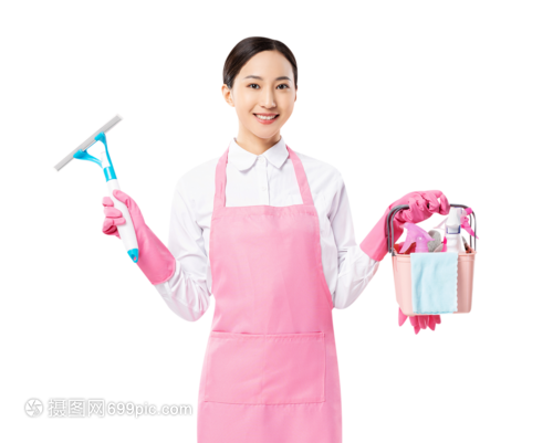 家政服務中的女性身影 手提清潔工具，守護家的潔凈